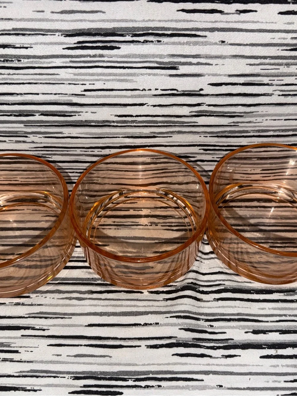 Stackable Peach Colored Glass Trinket Trays